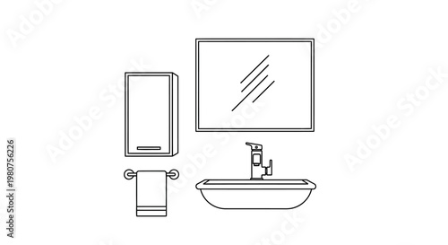 Bathroom sink and accessories line art.