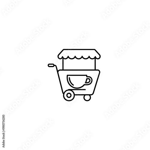 Coffee Cart Vendor Minimalist Line Art Logo Icon