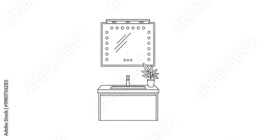 Bathroom sink and mirror setup.