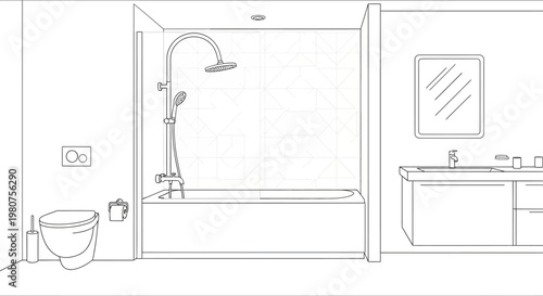 Bathroom sink and bathtub interior design.