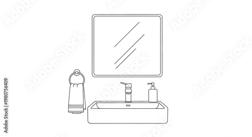 Bathroom sink with soap dispenser.
