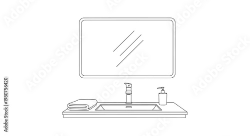 Bathroom sink with soap dispenser.