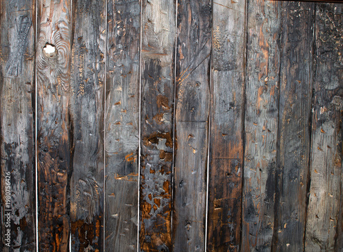 Wooden planks showing signs of wear and texture from age and use in a rustic setting, natural background