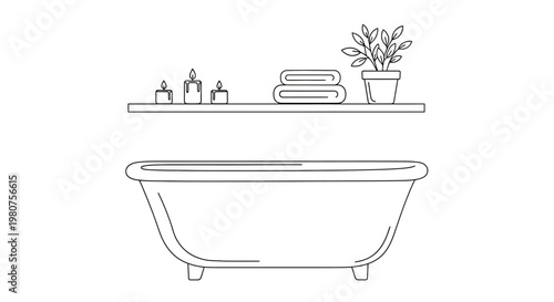 Clawfoot Bathtub with Feet and Shelf.