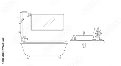 Clawfoot Bathtub with Shower Head.