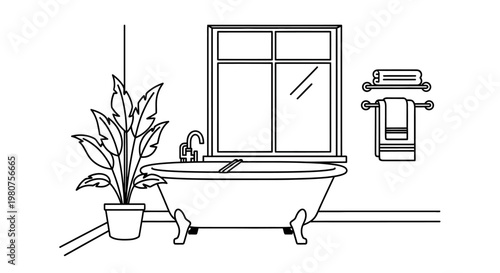 Clawfoot Tub with Faucet and Window.