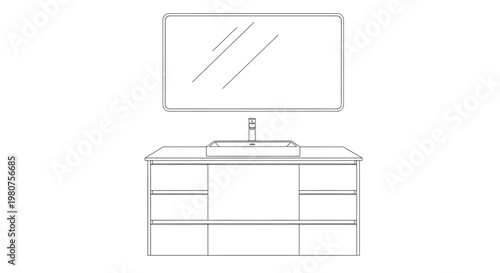 Detailed drawing of a bathroom vanity.