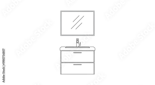 Modern bathroom sink and mirror.