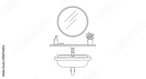 Modern bathroom sink with mirror.