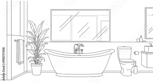 Modern freestanding bathtub bathroom fixture.