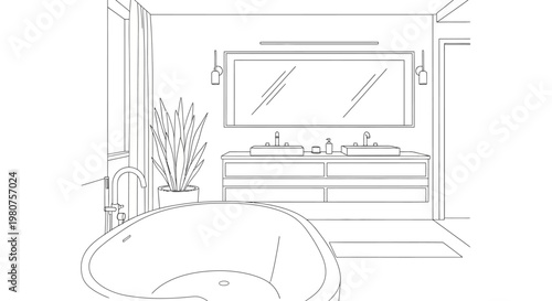 Modern freestanding bathtub bathroom fixture.