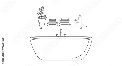 Modern freestanding bathtub with faucet.