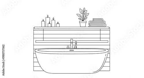Modern freestanding bathtub with faucet.