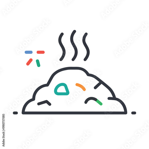 Vector of a steaming pile of compost with organic materials inside
