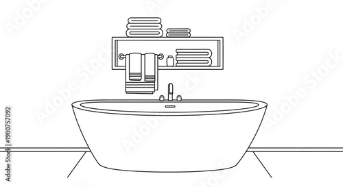 Modern freestanding bathtub with faucet.