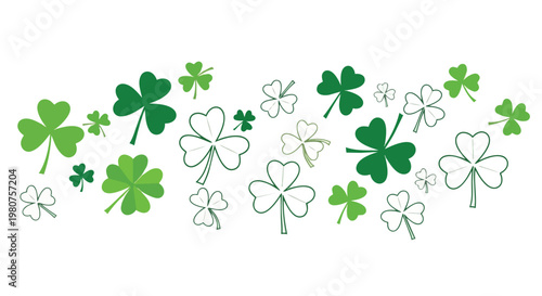 St. Patrick's Day Clover Pattern - Green Shamrock Background.