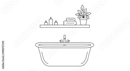 Modern freestanding bathtub with faucet.