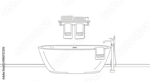 Modern freestanding bathtub with faucet.