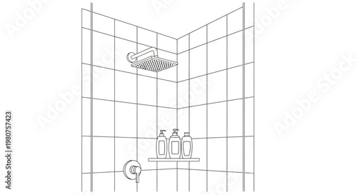 Modern shower head and faucet.