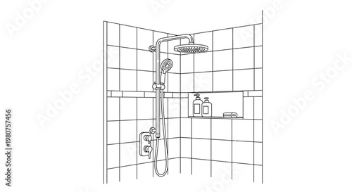 Modern shower head and faucet.