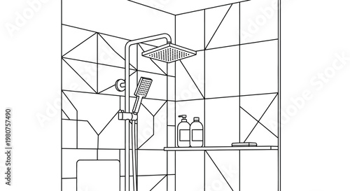 Modern shower head and faucet.