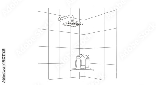 Shower head and bottle shelf.