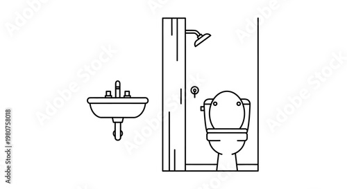 Toilet and sink in bathroom.