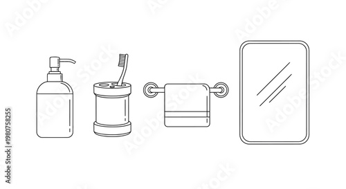 Bathroom accessories on a countertop.