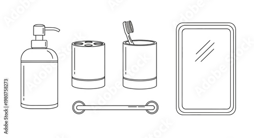 Bathroom accessories on a countertop.