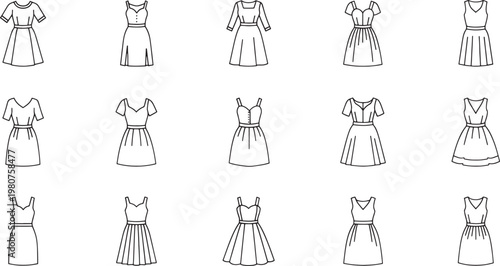 Set of 15 of women in different dresses and poses fashion clothing fashion female figures