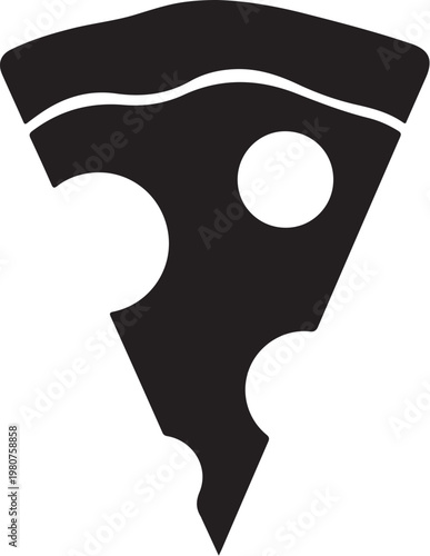 Black silhouette of a pizza slice with white highlights