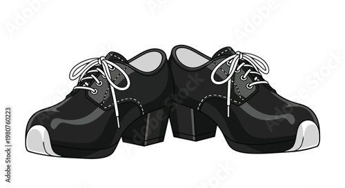 Black Oxford Shoes Vintage Style High Heel Boots for Women.