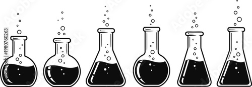 Vintage chemistry set test tubes and liquid silhouette