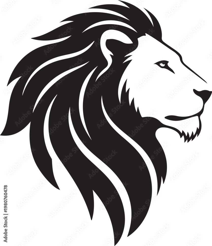 Fototapeta premium Black lion head silhouette