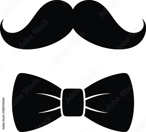 Mustache and bowtie silhouette a classic gentleman's style
