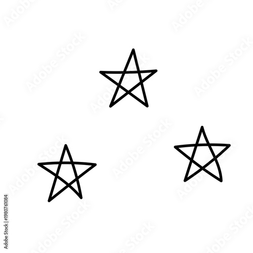 一筆書きで描かれた手描き風の星セット