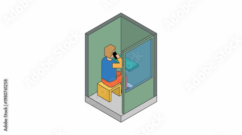 Business professional working in an open office cubicle environment on phone