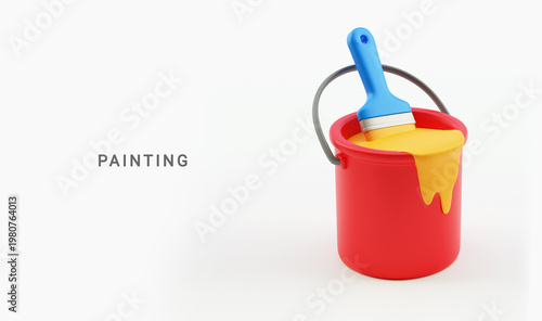 Foto 3D Paint can with brush design