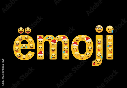 Creative emoji design with various smiling faces