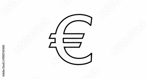 A black outlined euro symbol on a white background