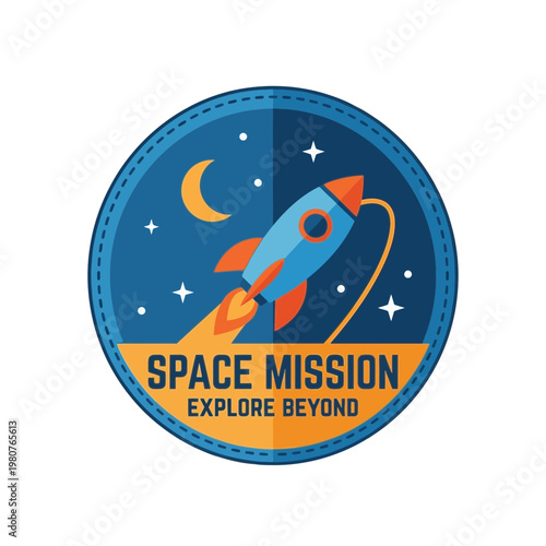 Rocket Ship Space Mission Icon.