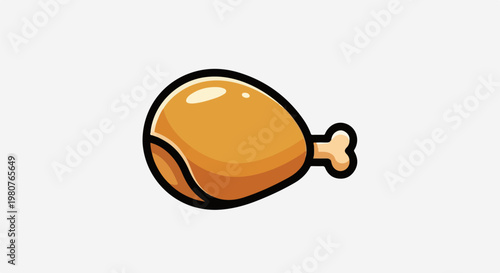 A cartoonish chicken leg with a bone sticking out, on a white background