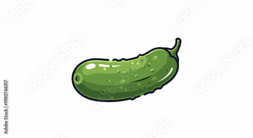 A cartoon-style green pickle with a bumpy texture