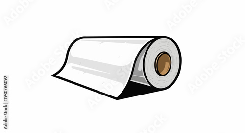A cartoon-style illustration of a roll of white paper or fabric