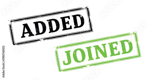 Close-up of a document with added and joined stamps indicating approval or completion process