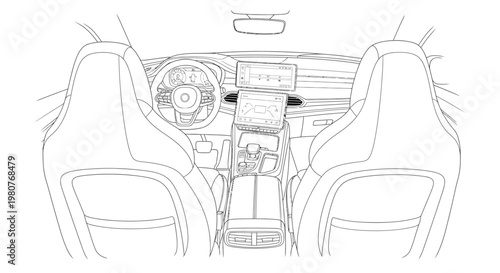 Car Interior Dashboard Console Seats.