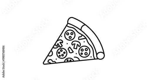 Slice of pizza with toppings.