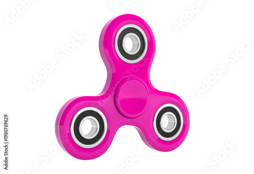 Foto Bright pink fidget spinner toy isolated on transparent background