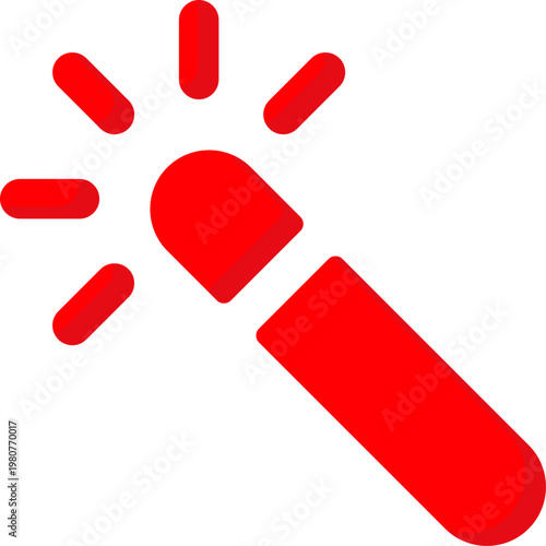 Red magic wand tool vector icon for digital photo editing and effects