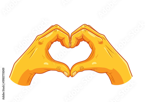 Yellow hands forming a heart shape
